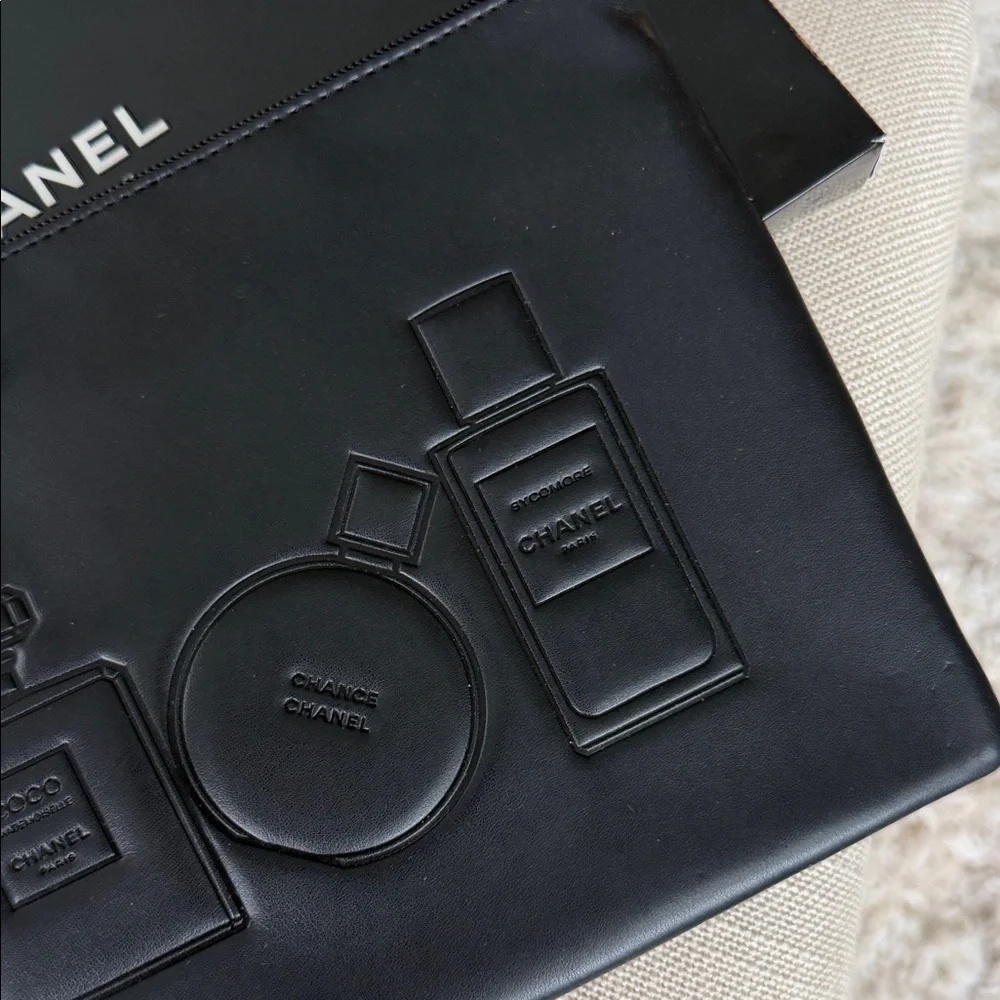 CHANEL Embossed Leather Toiletry Pouch